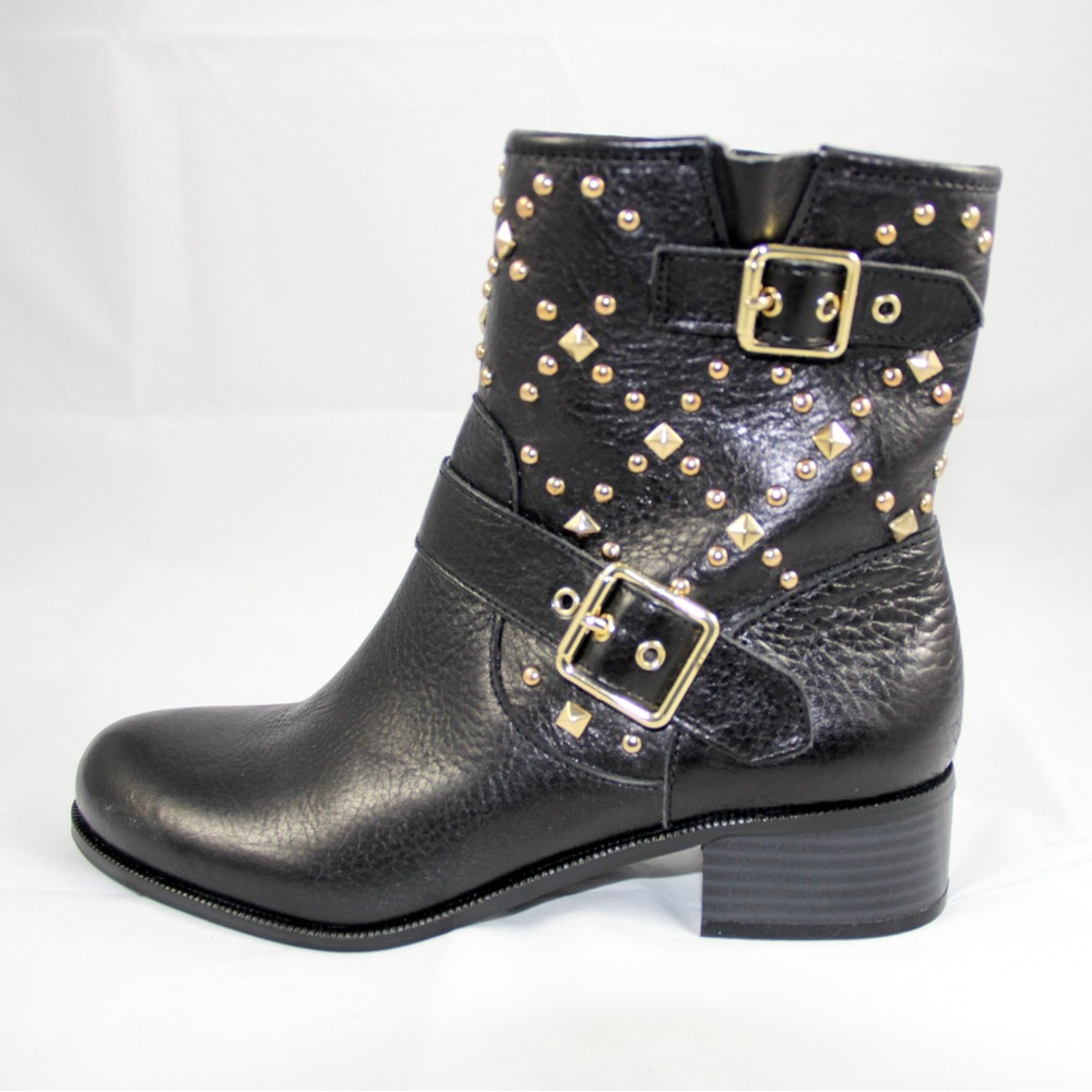 INC International Concepts Black Ankle Boots with Gold Studs